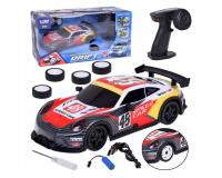 Távirányítós drift versenyautó pótkerekekkel -fekete-piros